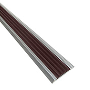 Алюминиевая противоскользящая накладка на ступени с коричневой резиновой вставкой