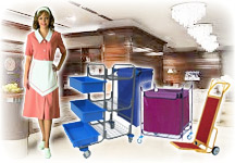 Тележки для горничных. Багажные, сервировочные и парикмахерские тележки. Тележки для белья.