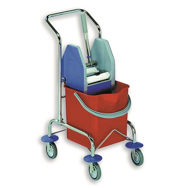 Уборочная тележка одноведерная, хромированная