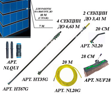 Комплект для мытья окон на высоте до 10 метров (3 этаж)  nLite Beginner Ideal