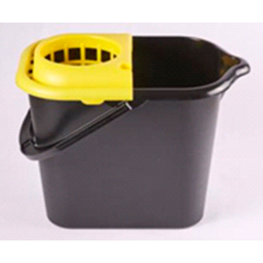 Ведро 16 литров с отжимной решеткой, черное/желтое