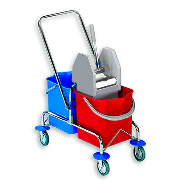 Уборочная тележка двухведерная на хромированной базе