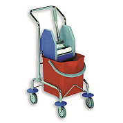 Уборочная тележка одноведерная, хромированная