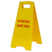 Раскладная предупреждающая табличка "Hot material. Do not touch."