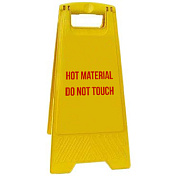 Раскладная предупреждающая табличка "Hot material. Do not touch."