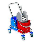 Уборочная тележка двухведерная на хромированной базе